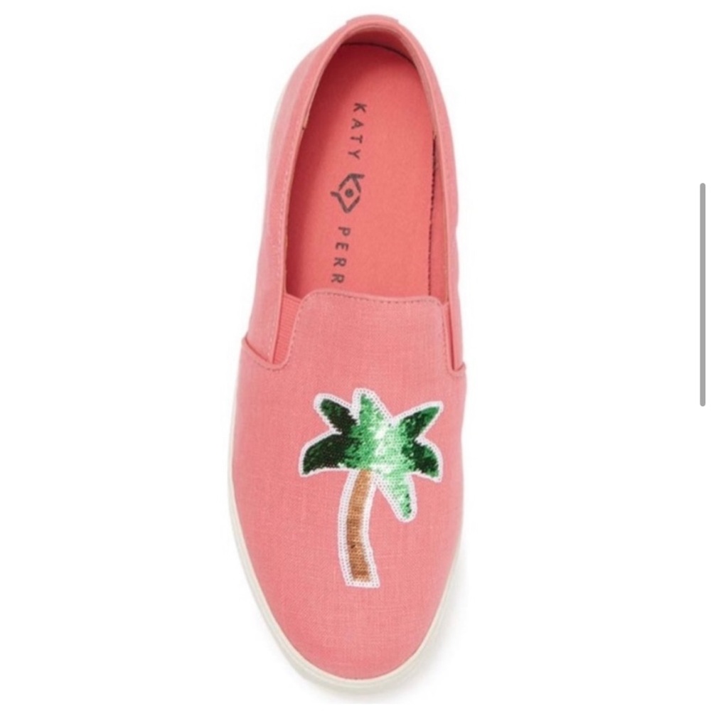 Katy Perry textured canvas palm tree slip on shoes